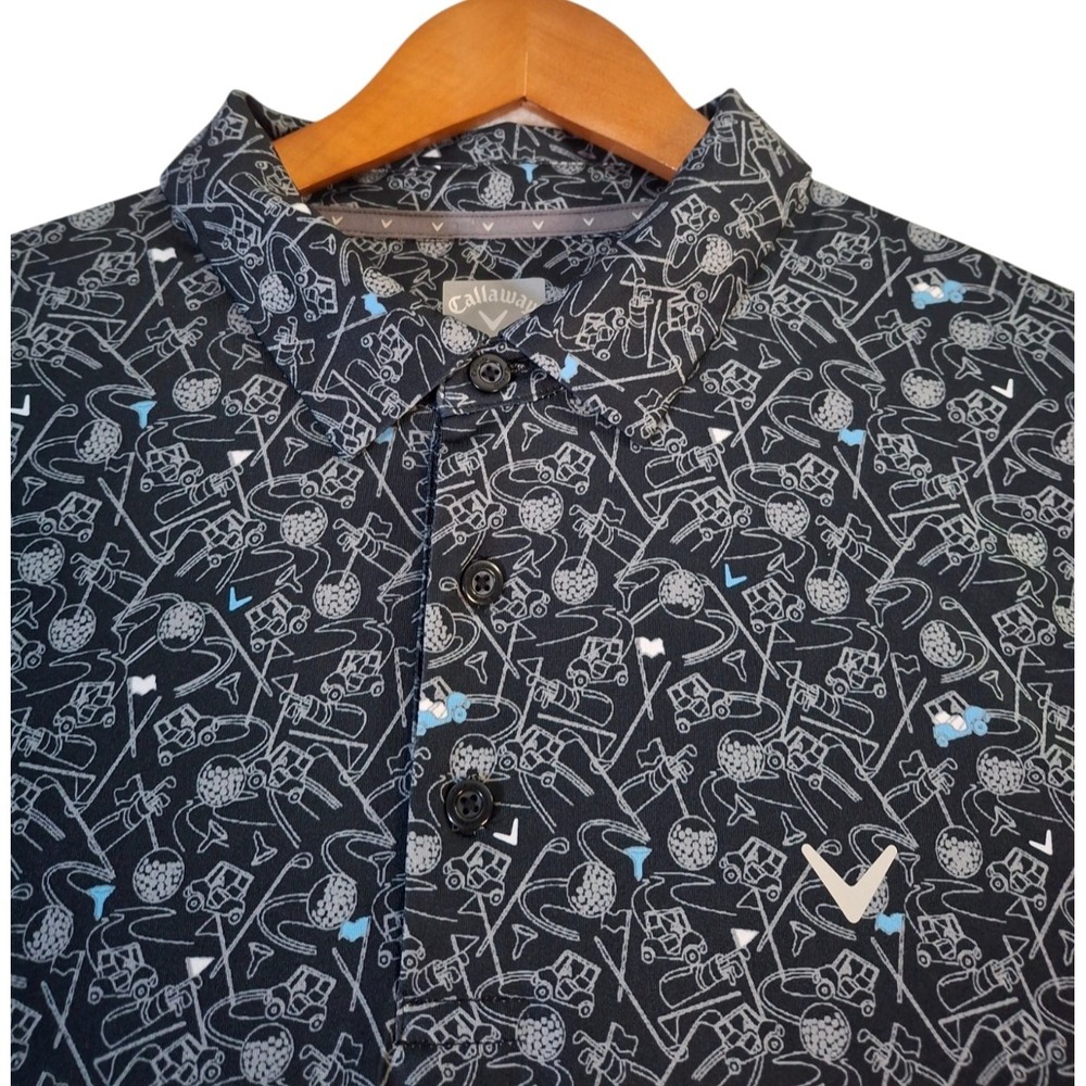 Callaway Opti•Dri Geometric Polo Shirt Mens XL Golf Clubs Pins Carts Performance